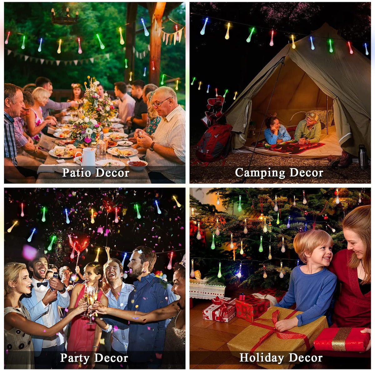 🔥No electricity bill all year round, 50% off✅ Outdoor solar-powered teardrop string lights