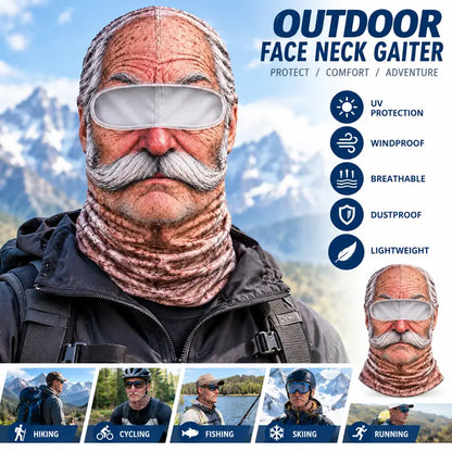 Old-man face balaclava styled for winter outdoor wear