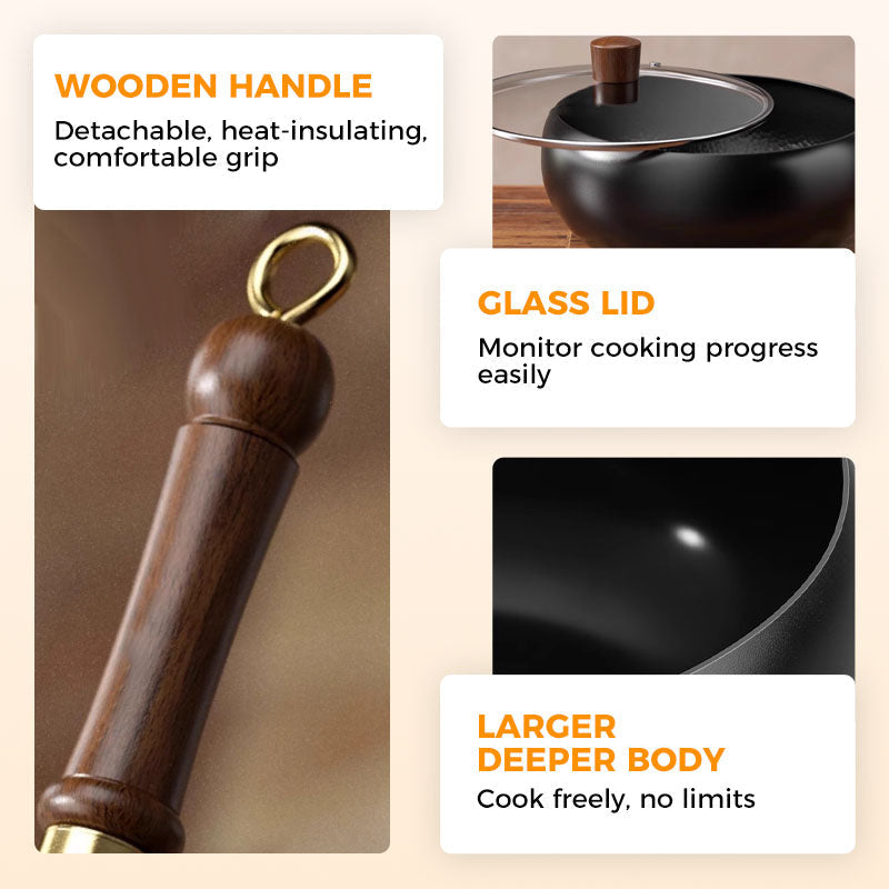 🍳🔥 Healthy Uncoated Iron Pot | Professional-Grade Iron Cookware, No Harmful Coating