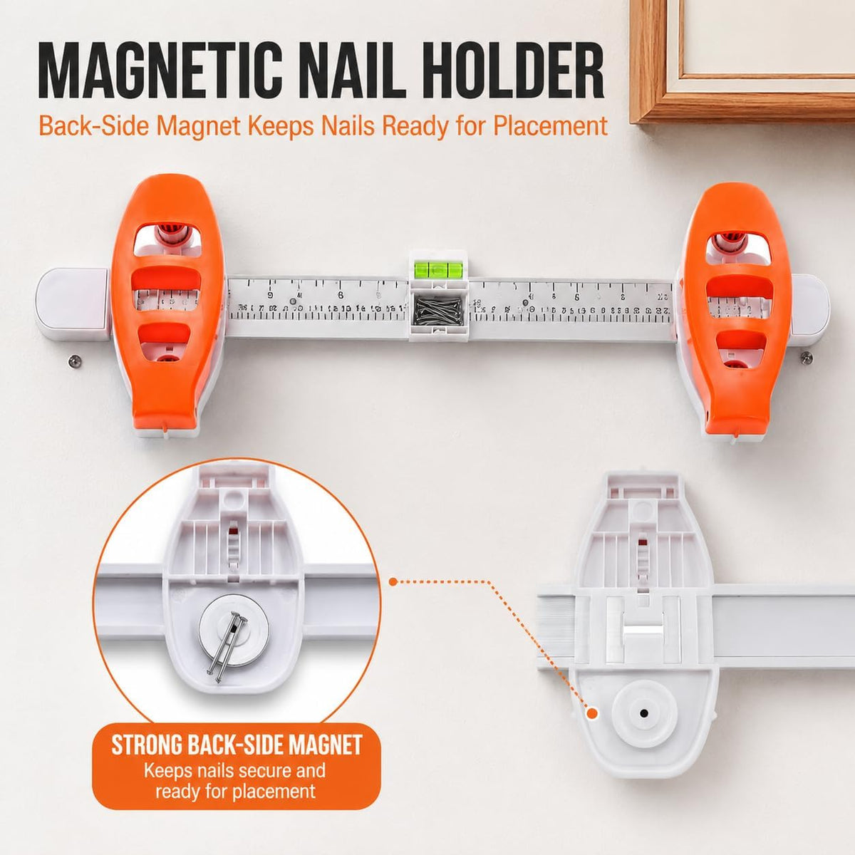 🖼️ All-in-One Picture Hanging Ruler | Level & Angle Gauge for Nail Positioning