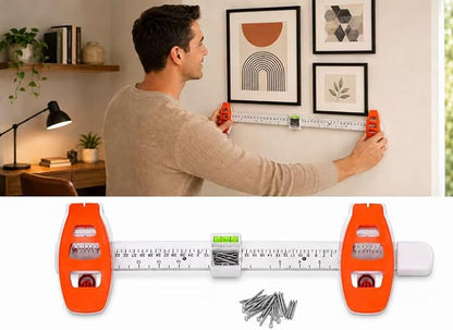 🖼️ All-in-One Picture Hanging Ruler | Level & Angle Gauge for Nail Positioning