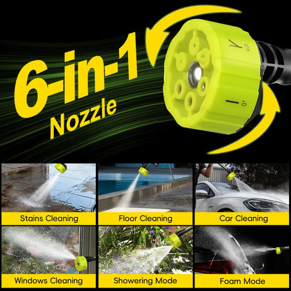 SEESE Portable 21V Cordless Pressure Washer Compact Power Washer for Car Patio & Garden Cleaning with Accessories Holiday gifts with 30min Runtime & 6-in-1 Nozzle