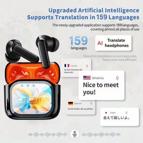 🎁🔥Wireless Bluetooth translation earbuds with LED display (compatible with iOS and Android devices)