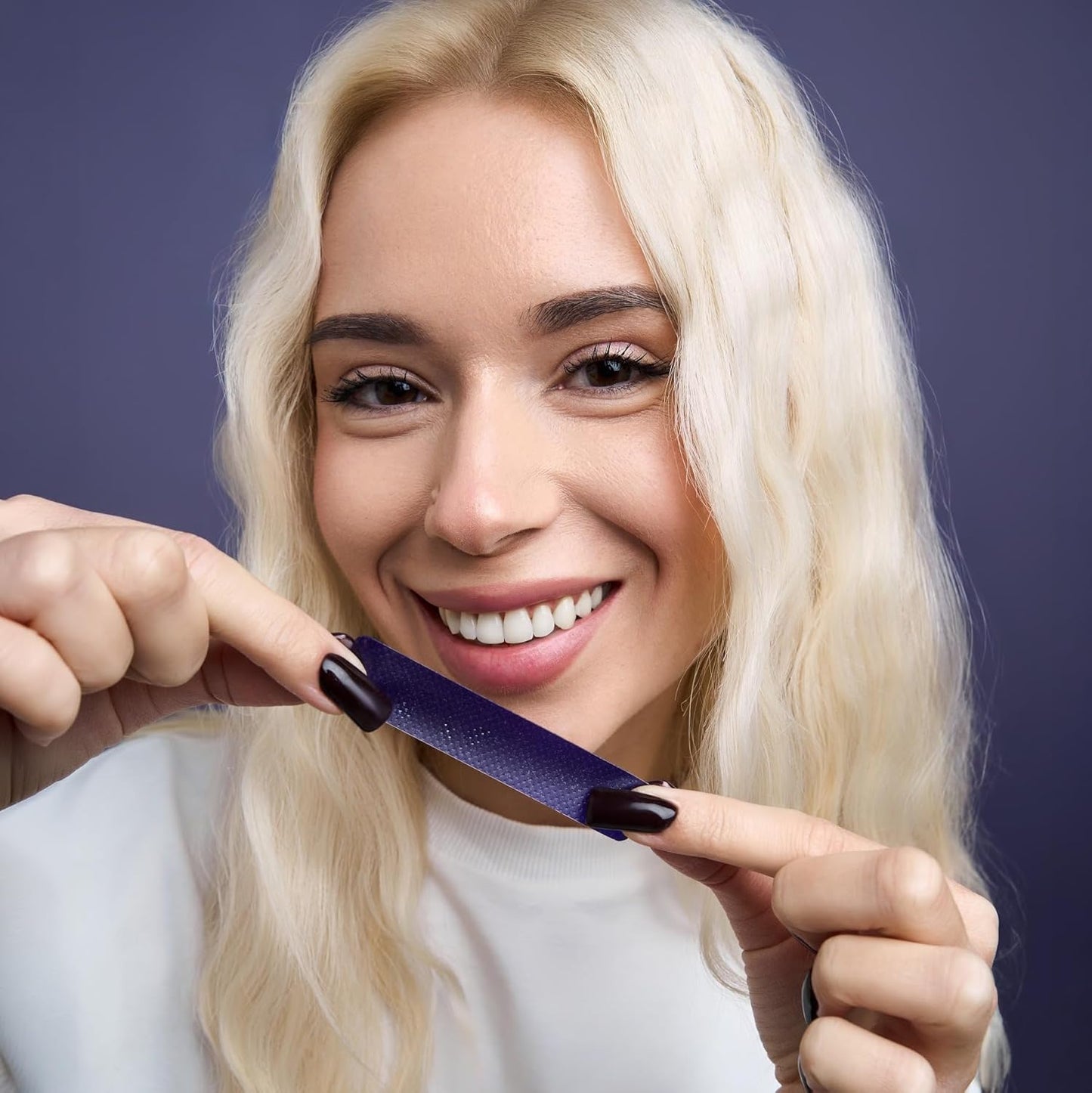 Purple Teeth Whitening Strips for Sensitive Teeth, Enamel Safe Whitening Strips to Remove Coffee Wine Smoking Stains, Non Slip Teeth Whitening Kit with Low Sensitivity Formula ！