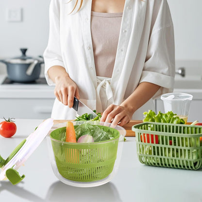 Salad Spinner Large, 5.3 QT 5 IN 1 Lettuce Spinner Dryer with 5 Blades Slicing and Pureeing Vegetables Wash Bowl Kitchen Gadgets for Efficient Salad Preparation Food Washing