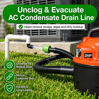 🔧50% off Universal AC Drain Line Cleaner Adapter 💨 Wet/Dry Vacuum Attachment for HVAC Condensate Drain Pipes | Clear-View PVC Unclogger Tool for Fast Clog Removal & Debris Evacuation
