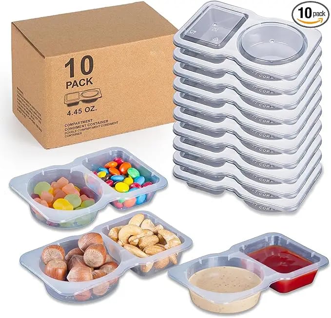 💥BUY 25 GET 25 FREE💥🥐Double Compartment Snack Containers With Lids