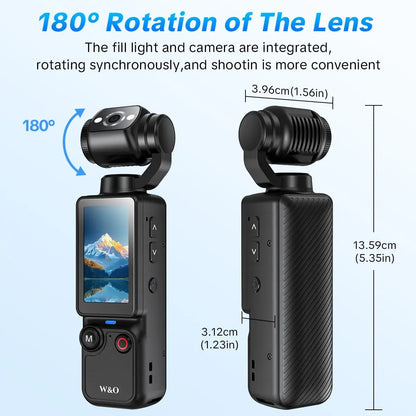 🎥 Upgraded Vlog Camera – 180° Rotating Lens, Full-Body Video Recorder