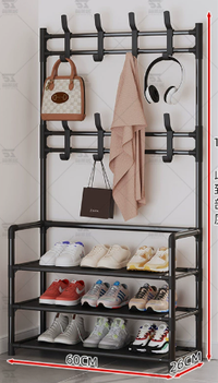 black【3-tier shoe rack】Width 60 cm