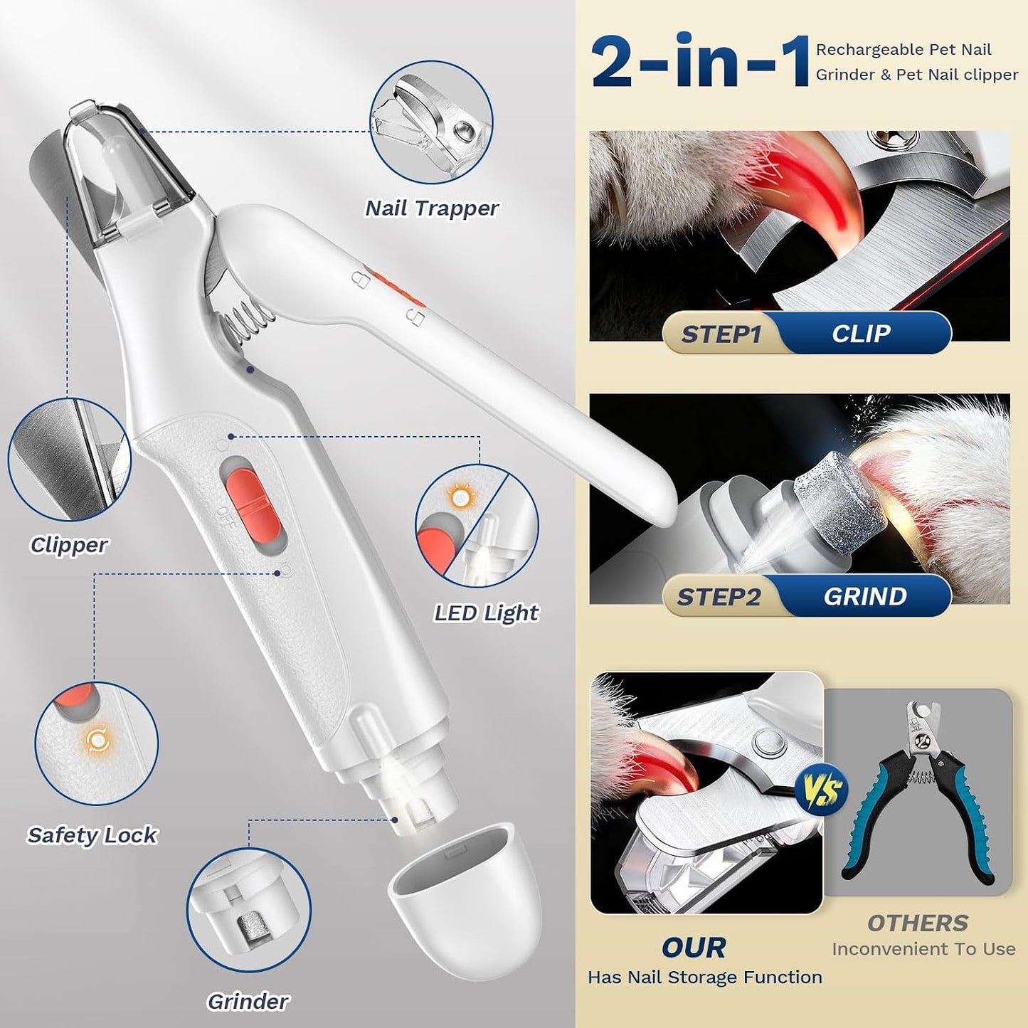 🔥  50%OFF 🔥🐱🐕LED Light Pet Nail Clippers - 5X Magnification⚡
