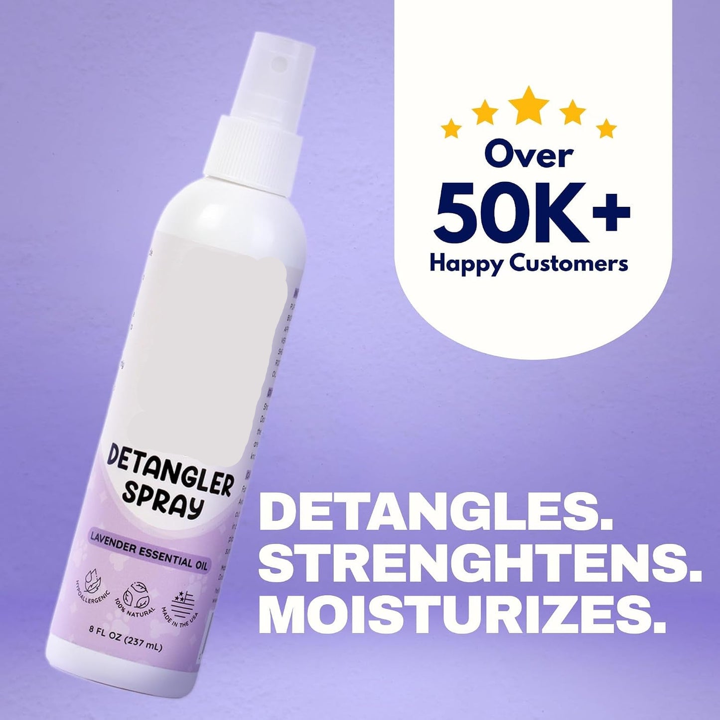 🐶50% OFF NOW! Instant Pet Detangling Hair Care Spray – Knot Remover Silky Finish Quick Dry Fur Detangler, No Rinse Grooming Spray for Dogs & Cats Long Short Hair Daily Grooming