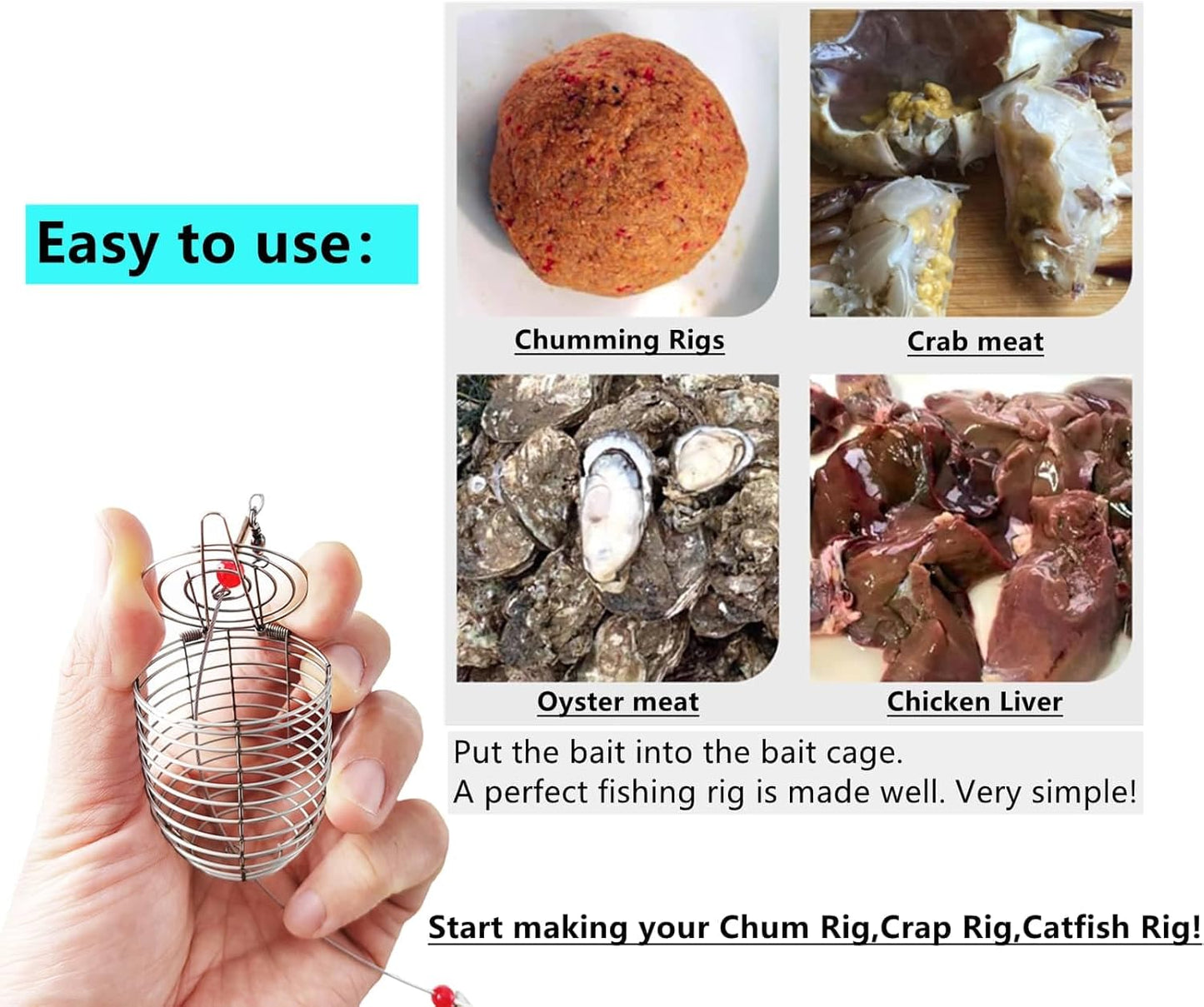 TyiiproTM Stainless Steel Fishing Bait Cage Feeder – Durable Fish Attracting Rig Attachment