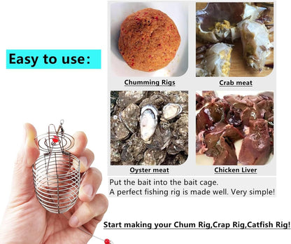 TyiiproTM Stainless Steel Fishing Bait Cage Feeder – Durable Fish Attracting Rig Attachment