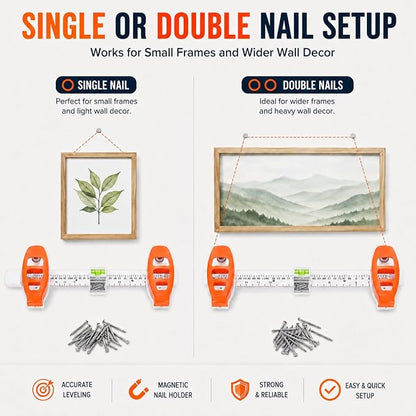 🖼️ All-in-One Picture Hanging Ruler | Level & Angle Gauge for Nail Positioning
