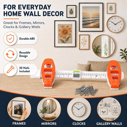 🖼️ All-in-One Picture Hanging Ruler | Level & Angle Gauge for Nail Positioning
