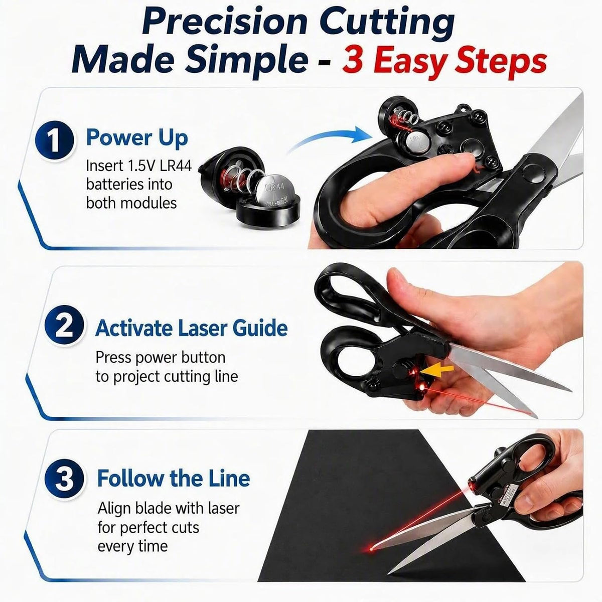 💕Buy 1 Get 1 Free✂️Laser Guided Scissors for Fabric Cutting Infrared-assisted Scissors