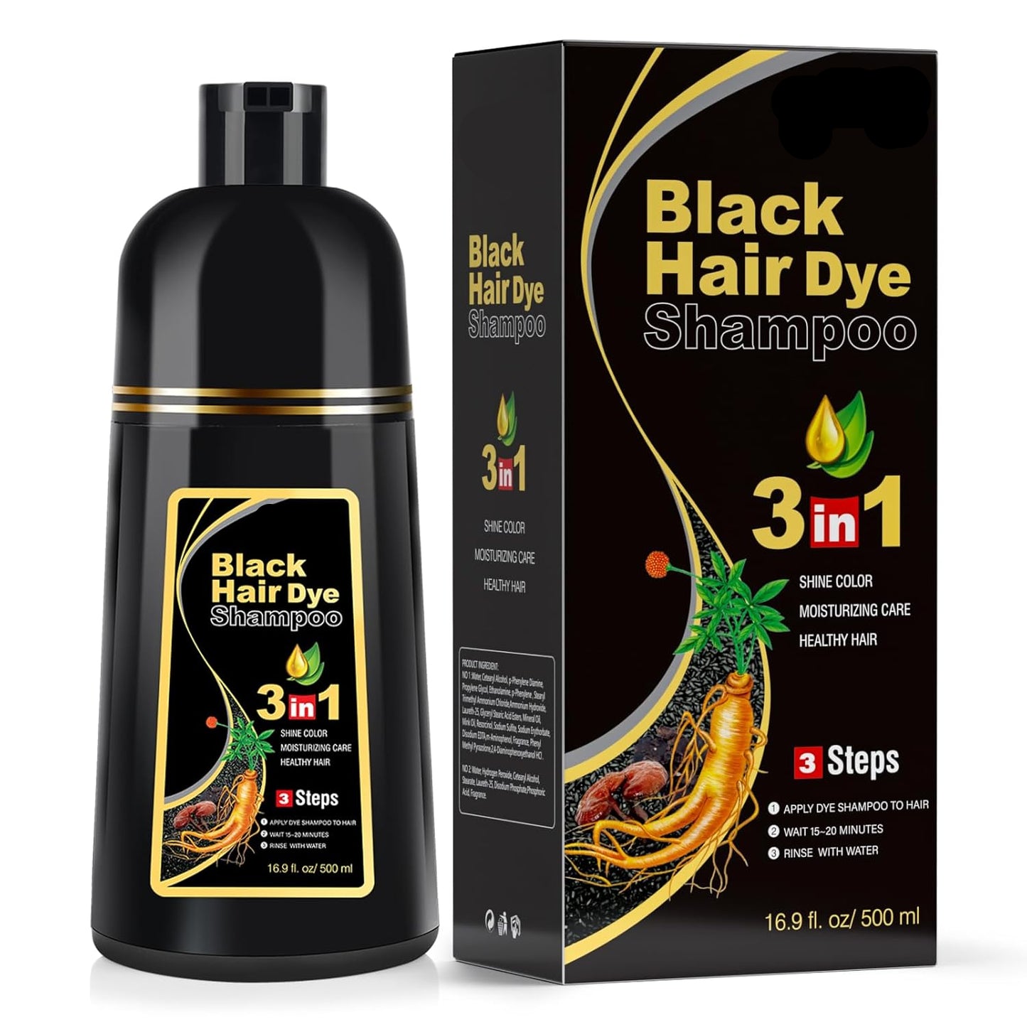 ⭐50% OFF|Black Hair Dye Shampoo for Gray Hairrestore hair vitality, herbal essence, hot sale now!