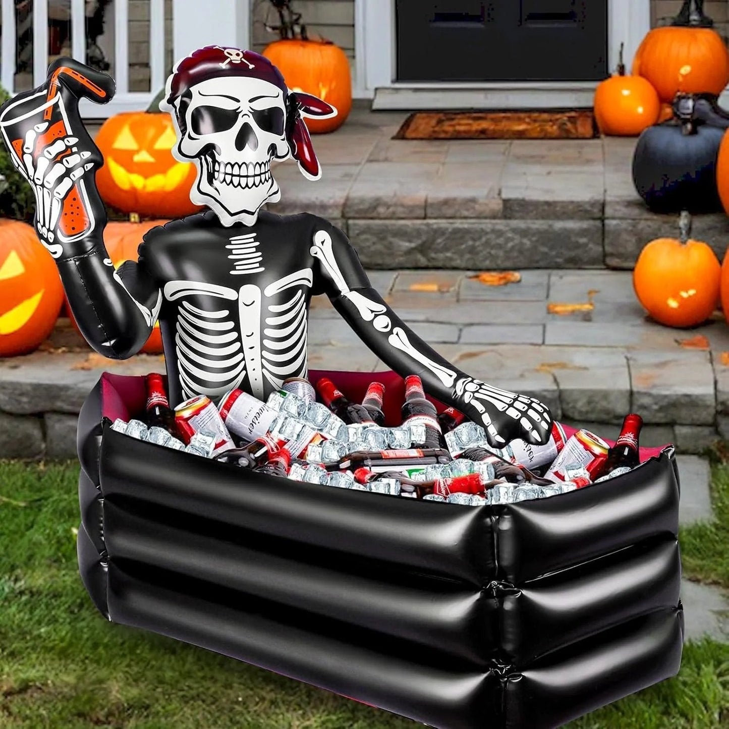 ☠️🧊40-Gallon Inflatable Pirate Skeleton Cooler for Halloween