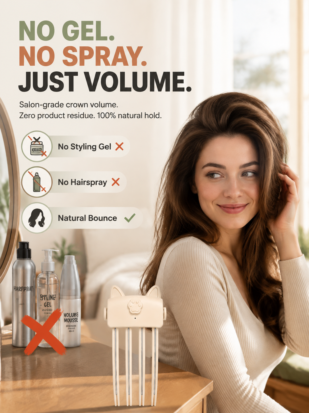 Say goodbye to flat hair! Get mega-volume with our Cordless Red Light Root Booster.