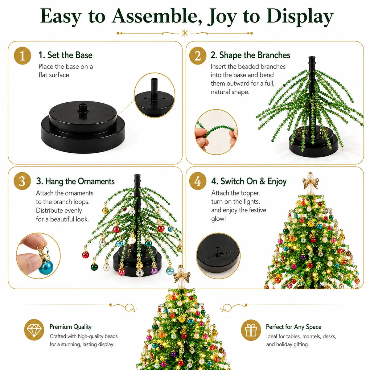 🎁 DIY Beaded Christmas Tree – Complete Craft Kit for Festive Holiday Décor & Gifting