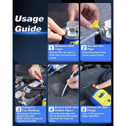 ⚡12V 100W Self-Priming Electric Oil Pump｜30 Min Continuous Work, Efficient Fluid Transfer Tool for Engine Oil, Gear & Transmission Fluid Removal, Car Oil Change Upgrade Tool