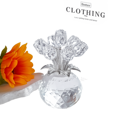 💖49% Off!🌹Everlasting Crystal Rose Flower Figurine in Vase🌸