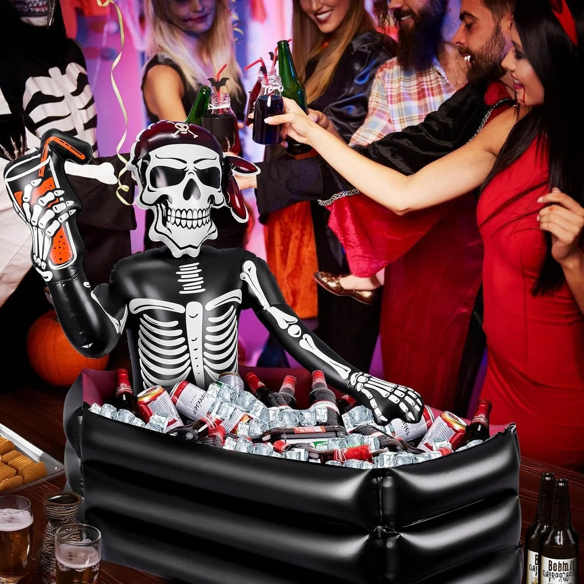 ☠️🧊40-Gallon Inflatable Pirate Skeleton Cooler for Halloween