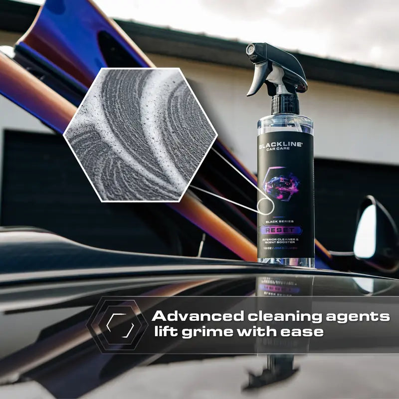 🔥 Buy two get three free🧴 BLACKLINE Reset Series Gentle APC Formula Interior Cleaner | Soft Scent Booster ✨ 6 Signature Scents (JDM Squash, Teakwood Aroma) | Surface-Safe Streak-Free Auto Detailing Cleaner for Leather, Suede & Luxury Furniture