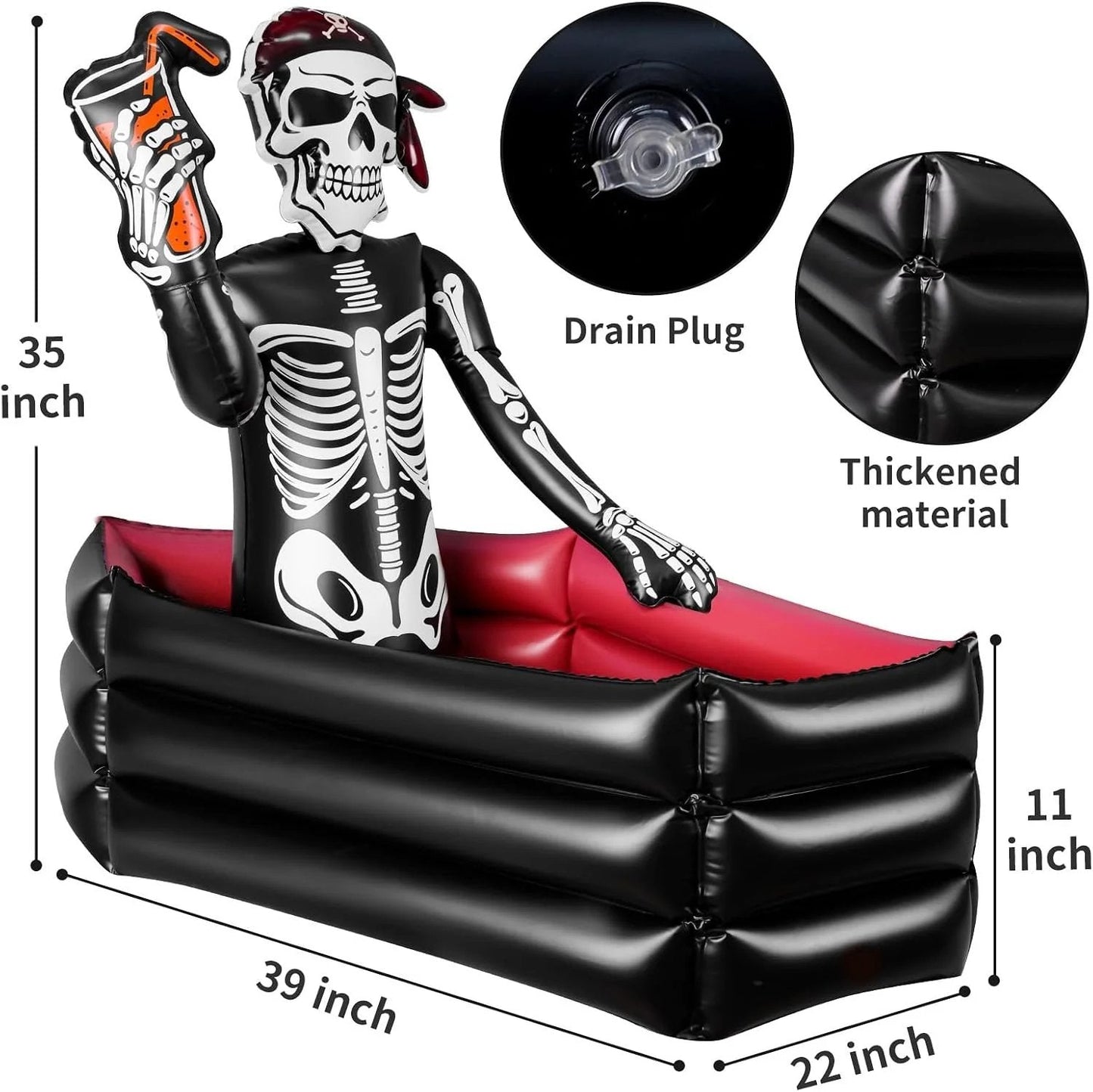 ☠️🧊40-Gallon Inflatable Pirate Skeleton Cooler for Halloween