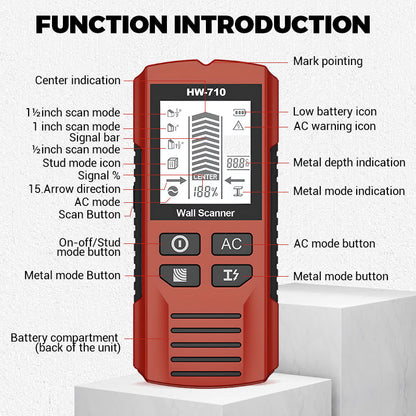 🔥53% off single purchases! Additional discounts for multiple purchases! 🔥 German-engineered 5-in-1 wall detector: One-click access to internal pipes and steel reinforcement within walls.