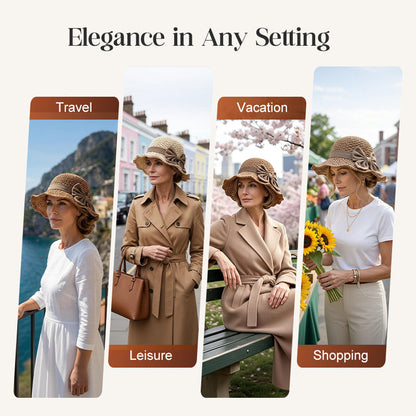 👒New arrival 40% OFF!🏖️Elegant Woven Straw Sun Hat with Bow
