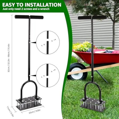 🌱 RIFPOD Lawn Aerator | Automatic Dirt & Leaf Cleaner ✨ Heavy Duty 15 Adjustable Iron Spikes, Restore Healthy Lawn for Yard & Garden