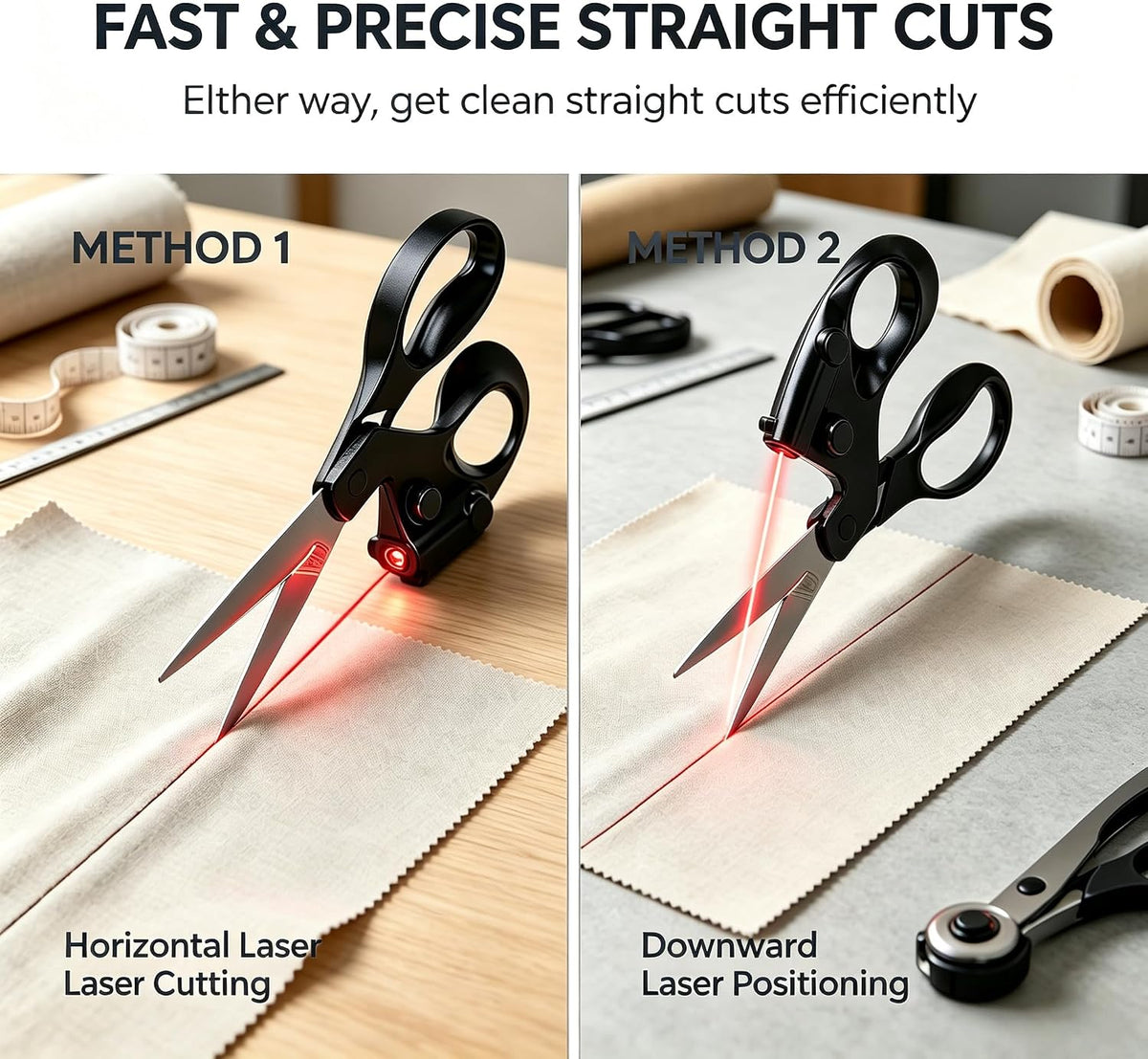 💕Buy 1 Get 1 Free✂️Laser Guided Scissors for Fabric Cutting Infrared-assisted Scissors