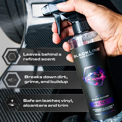 🔥 Buy two get three free🧴 BLACKLINE Reset Series Gentle APC Formula Interior Cleaner | Soft Scent Booster ✨ 6 Signature Scents (JDM Squash, Teakwood Aroma) | Surface-Safe Streak-Free Auto Detailing Cleaner for Leather, Suede & Luxury Furniture