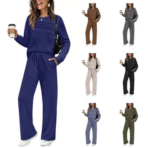 🔥LAST DAY SALE 50% OFF👍✨Women's 2026 UK Casual Crew Neck Top & Drawstring Pants Set