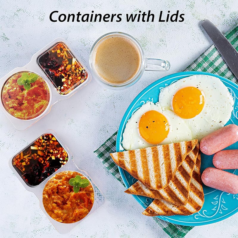 💥BUY 25 GET 25 FREE💥🥐Double Compartment Snack Containers With Lids