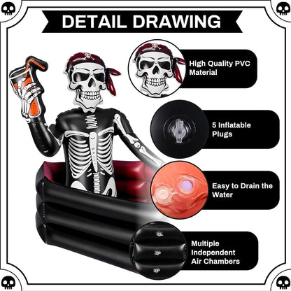 ☠️🧊40-Gallon Inflatable Pirate Skeleton Cooler for Halloween