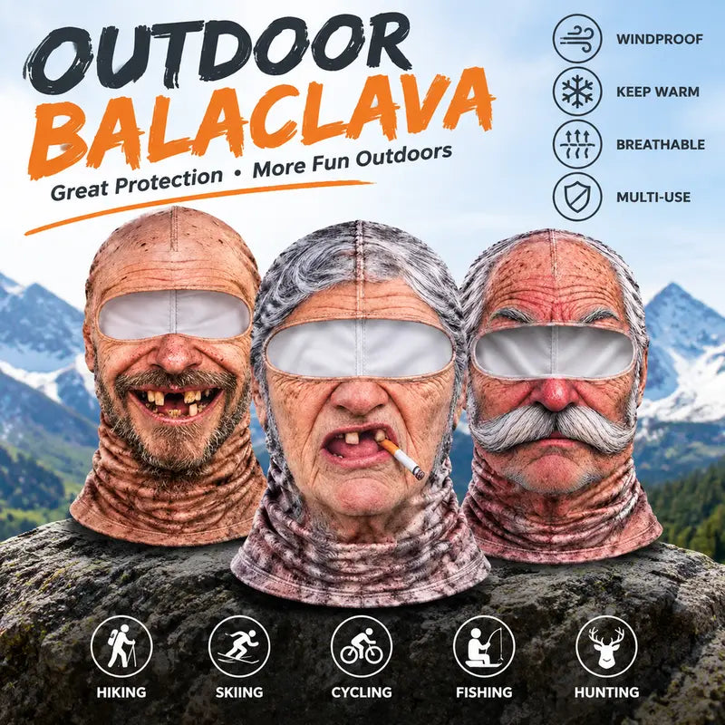 😂【Buy one, get one free】3D Realistic Old Man Face Balaclava | Funny Winter Ski Mask, Hit All Parties!