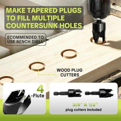 ⚙️ SEESE 15Pcs Countersink Drill Bit Set | 1/4 Inch Hex Shank with Depth Stop, Quick Change Design, Perfect Halloween Gift for DIY Woodworkers