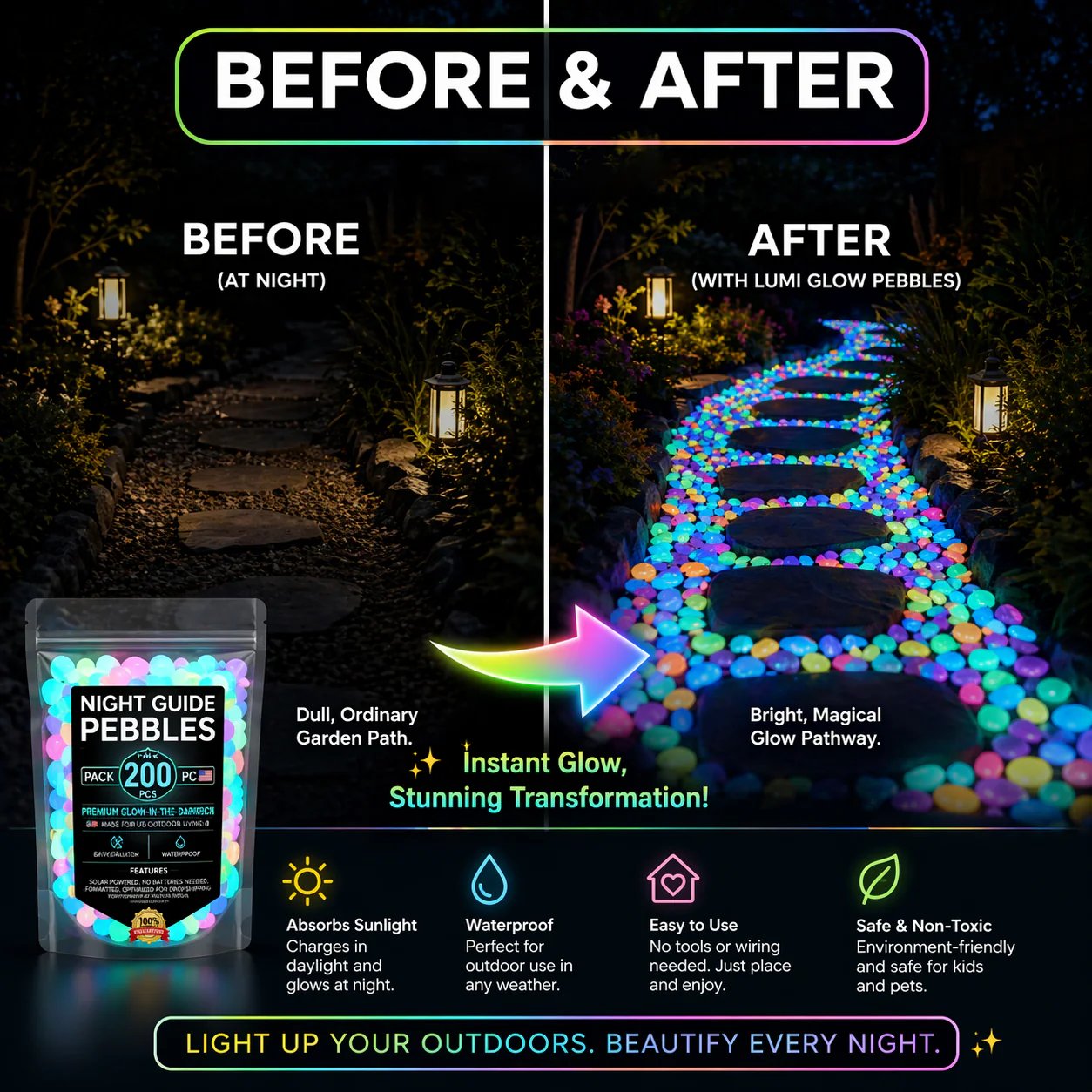 💥50%OFF💥🌈Colorful Glow-in-the-Dark Garden Stones