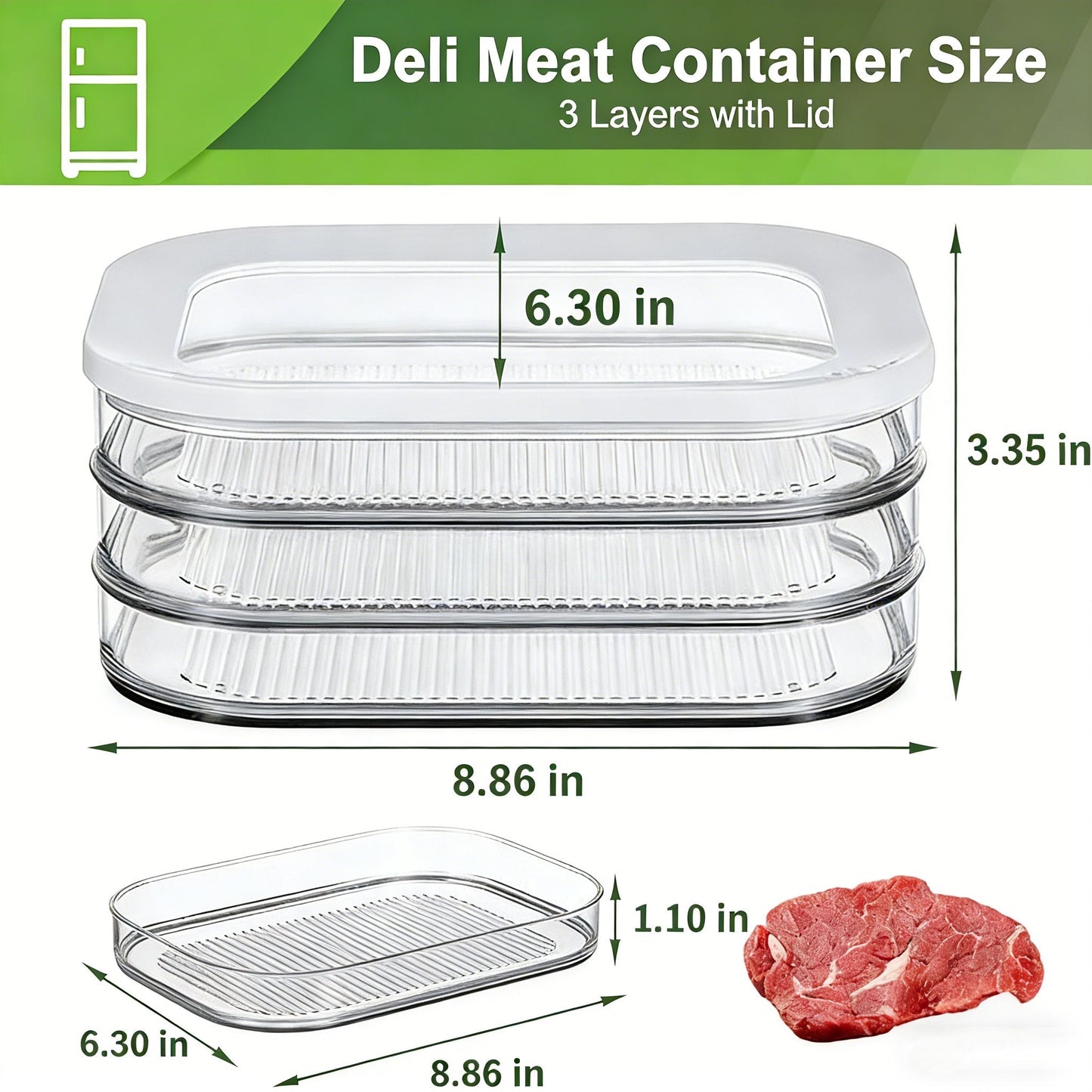 🥓 Keep sliced ham, cheese fresh! Fridge deli meat organizer, stackable airtight design