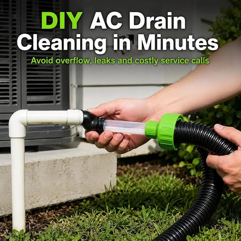 🔧50% off Universal AC Drain Line Cleaner Adapter 💨 Wet/Dry Vacuum Attachment for HVAC Condensate Drain Pipes | Clear-View PVC Unclogger Tool for Fast Clog Removal & Debris Evacuation