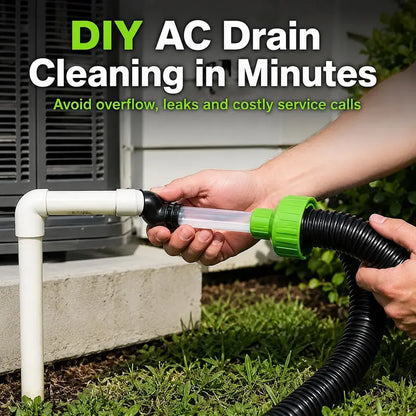 🔧50% off Universal AC Drain Line Cleaner Adapter 💨 Wet/Dry Vacuum Attachment for HVAC Condensate Drain Pipes | Clear-View PVC Unclogger Tool for Fast Clog Removal & Debris Evacuation