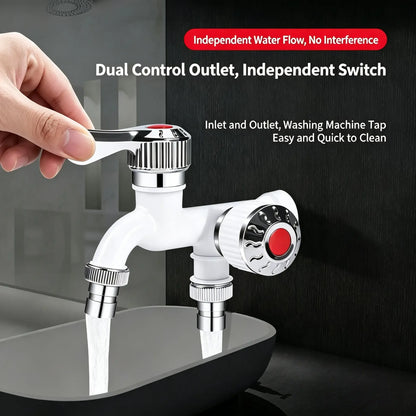 💧Dual Outlet Washing Machine Plastic Faucet, 1 In 2 Out Water Plastic Tap
