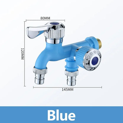 💧Dual Outlet Washing Machine Plastic Faucet, 1 In 2 Out Water Plastic Tap