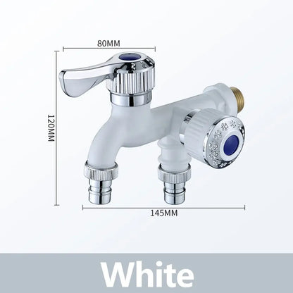 💧Dual Outlet Washing Machine Plastic Faucet, 1 In 2 Out Water Plastic Tap