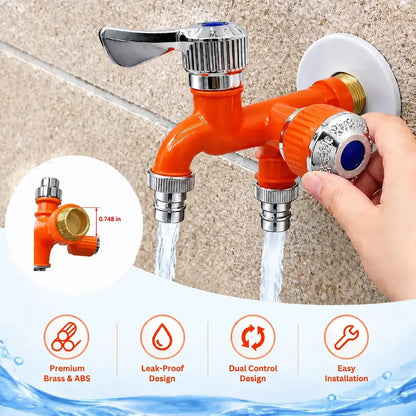 💧Dual Outlet Washing Machine Plastic Faucet, 1 In 2 Out Water Plastic Tap