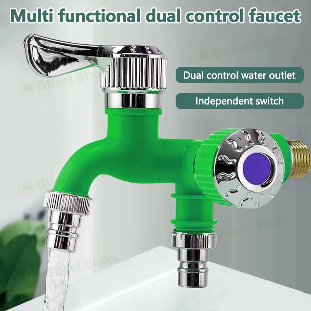 💧Dual Outlet Washing Machine Plastic Faucet, 1 In 2 Out Water Plastic Tap
