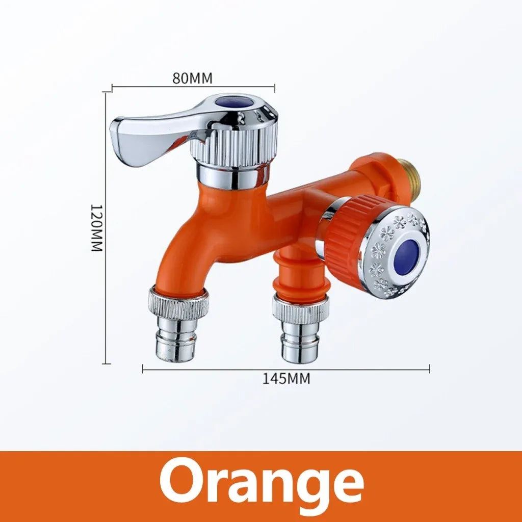 💧Dual Outlet Washing Machine Plastic Faucet, 1 In 2 Out Water Plastic Tap