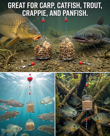 TyiiproTM Stainless Steel Fishing Bait Cage Feeder – Durable Fish Attracting Rig Attachment